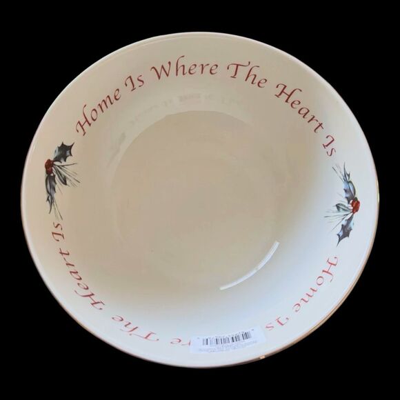 Lenox Winter Greetings Serving/Sentiment Bowl “Home is Where the Heart Is” - Picture 7 of 12